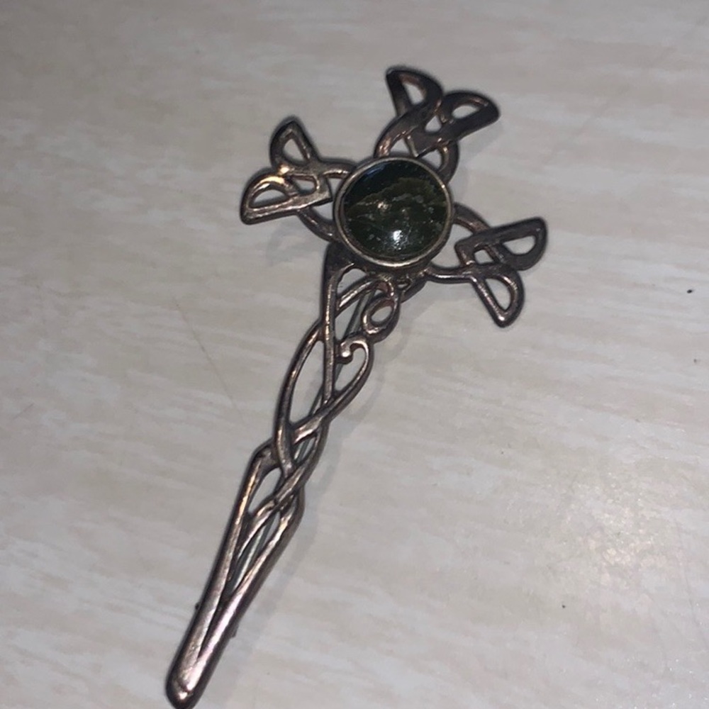 Irish green tiger eye cross pendant